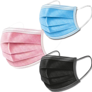 Masque médical 3 plis – rose, bleu ou noir (Type I)