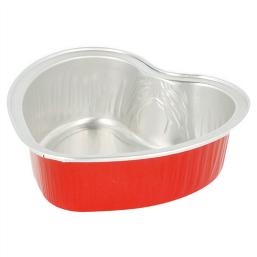Récipient pâtisserie cœur rouge en aluminium 100 ml – barquette dessert individuelle
