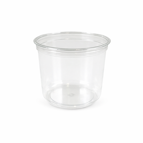 Pot rond plastique alimentaire RPET transparent – dessert, fruits et plats froids