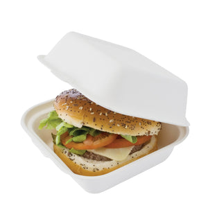 Boîte burger en fibre végétale avec couvercle attenant – Écologique et résistante