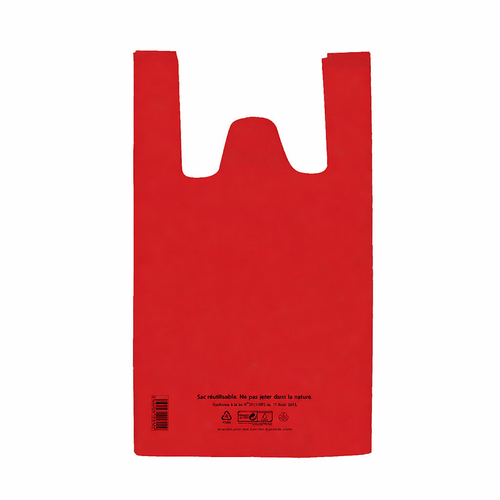 Sacs bretelles rouges 50 microns – sacs résistants réutilisables – marchés & commerces