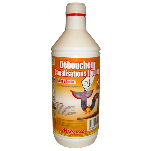 Déboucheur canalisations liquide à la soude, dissout cheveux, graisses & savon