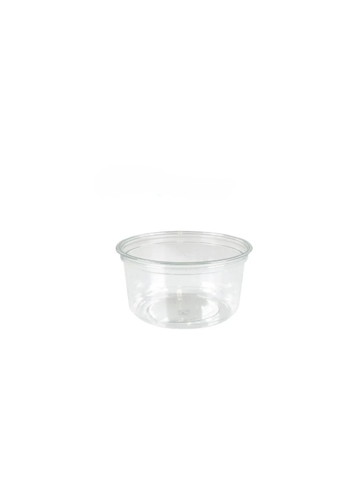 Pot rond plastique alimentaire RPET transparent – dessert, fruits et plats froids