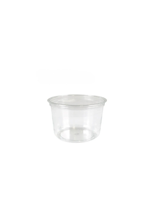 Pot rond plastique alimentaire RPET transparent – dessert, fruits et plats froids