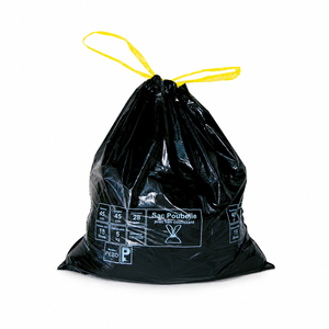 Sac poubelle à lien coulissant 50L recyclé – ultra résistant 24 microns anti-fuite