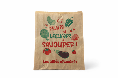 Sacs fruits kraft 3 livres Alios – sacs primeur plats – emballage fruits et légumes