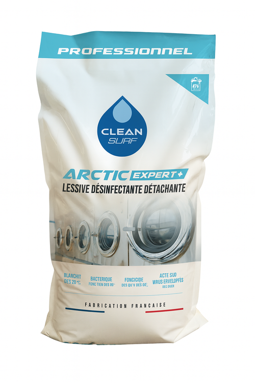 Lessive poudre désinfectante professionnelle 15 kg – bactéricide, fongicide – linge médical