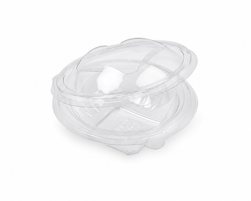 Bol salade transparent en PET avec couvercle attaché et sécable