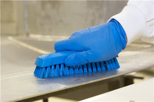 Brosse papillon à main bleue 165 mm Medium – nettoyage professionnel cuisine et surfaces alimentaires