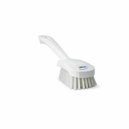 Brosse à main VIKAN manche court 270 mm fibres dures blanche – nettoyage intensif professionnel