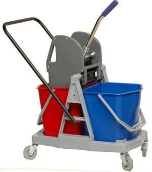 Chariot de lavage sur roulettes avec presse verticale – lavage professionnel grandes surfaces
