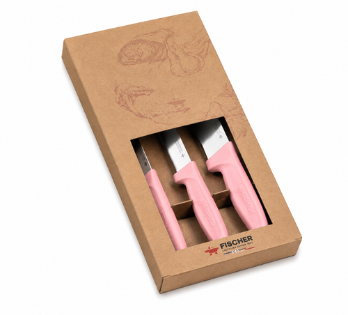 Coffret de couteaux professionnels rose Fischer – Série Profinox fabriquée en France