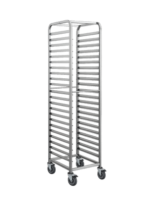 Échelle inox démontable 600x400 - 20 niveaux avec butées et roulettes freinées