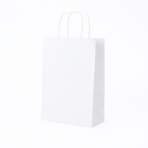 Sac cabas papier kraft blanc poignées torsadées