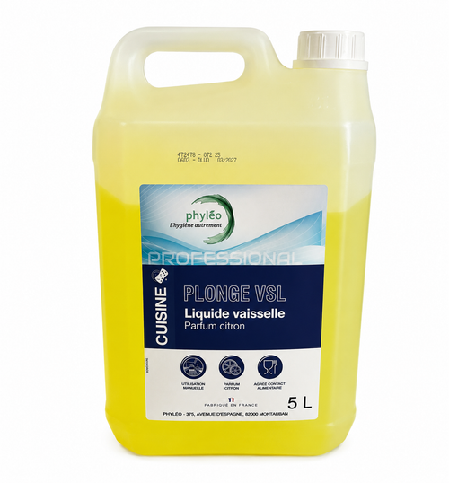 Liquide vaisselle professionnel parfum citron – Détergent plonge manuel dégraissant contact alimentaire