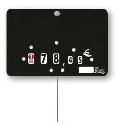 Étiquette noire à roulettes % MG – pique inox – fromagerie