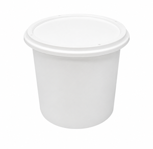 Pot blanc Carty - plastique PP blanc avec couvercle hermétique – Carton de 250 pièces