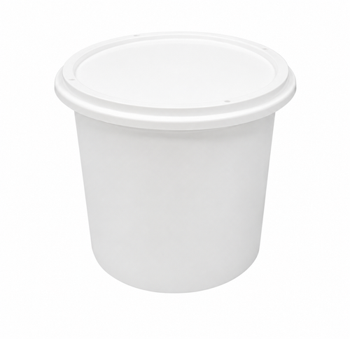 Pot blanc Carty - plastique PP blanc avec couvercle hermétique – Carton de 250 pièces