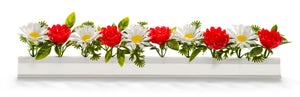 Barrette blanche marguerites et roses 25 cm – Décoration vitrine – Boîte de 12