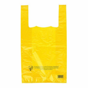 Sacs bretelles jaunes 50 microns – sacs résistants réutilisables – marchés & commerces