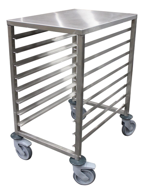 Échelle basse inox soudée 600x400 - 8 niveaux avec roulettes freinées