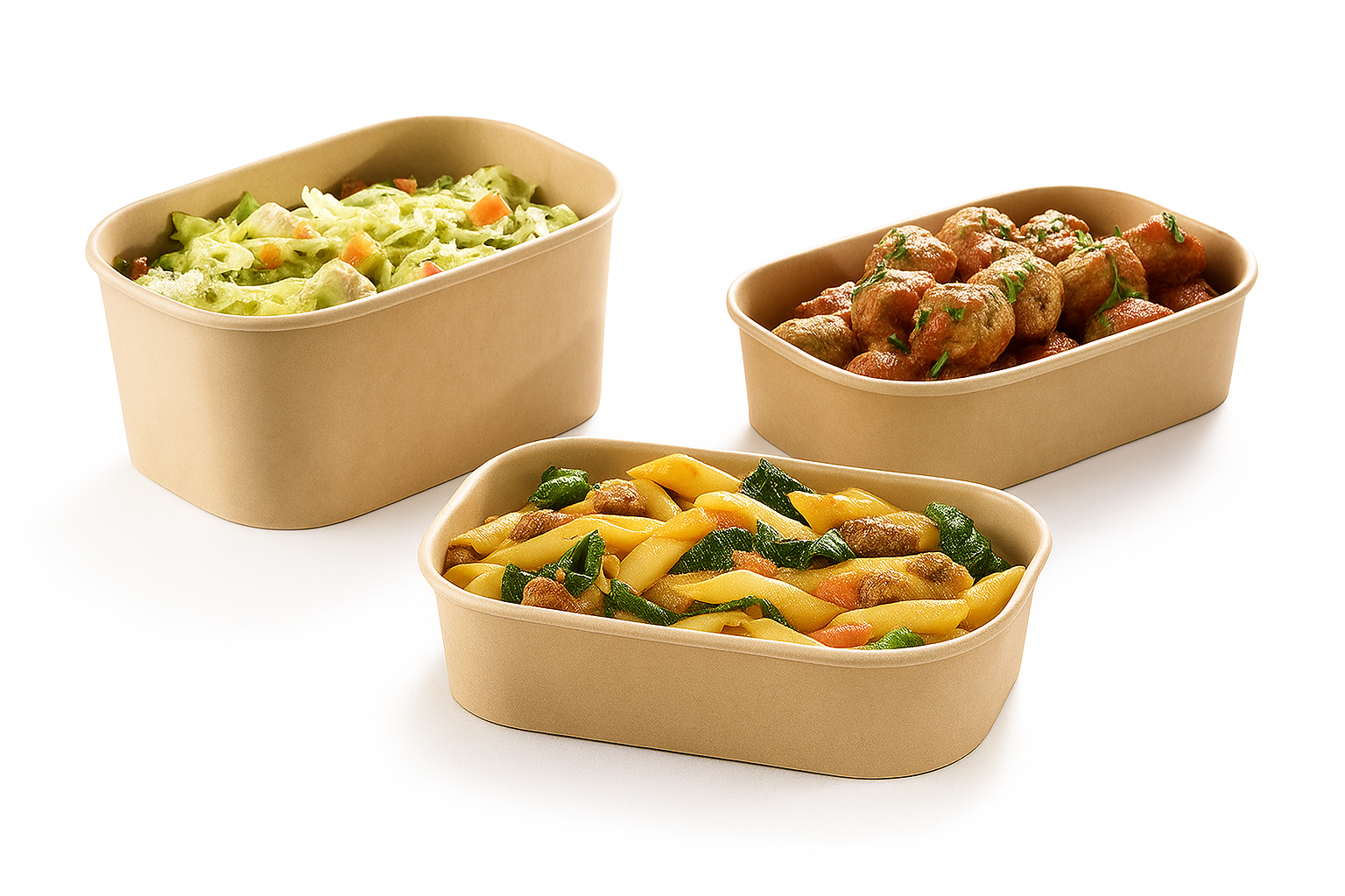 Barquettes rectangulaires kraft avec lamination PP micro-ondable – emballage restauration rapide 500ml - 17.2x12x4.1 - colis de 300 pièces